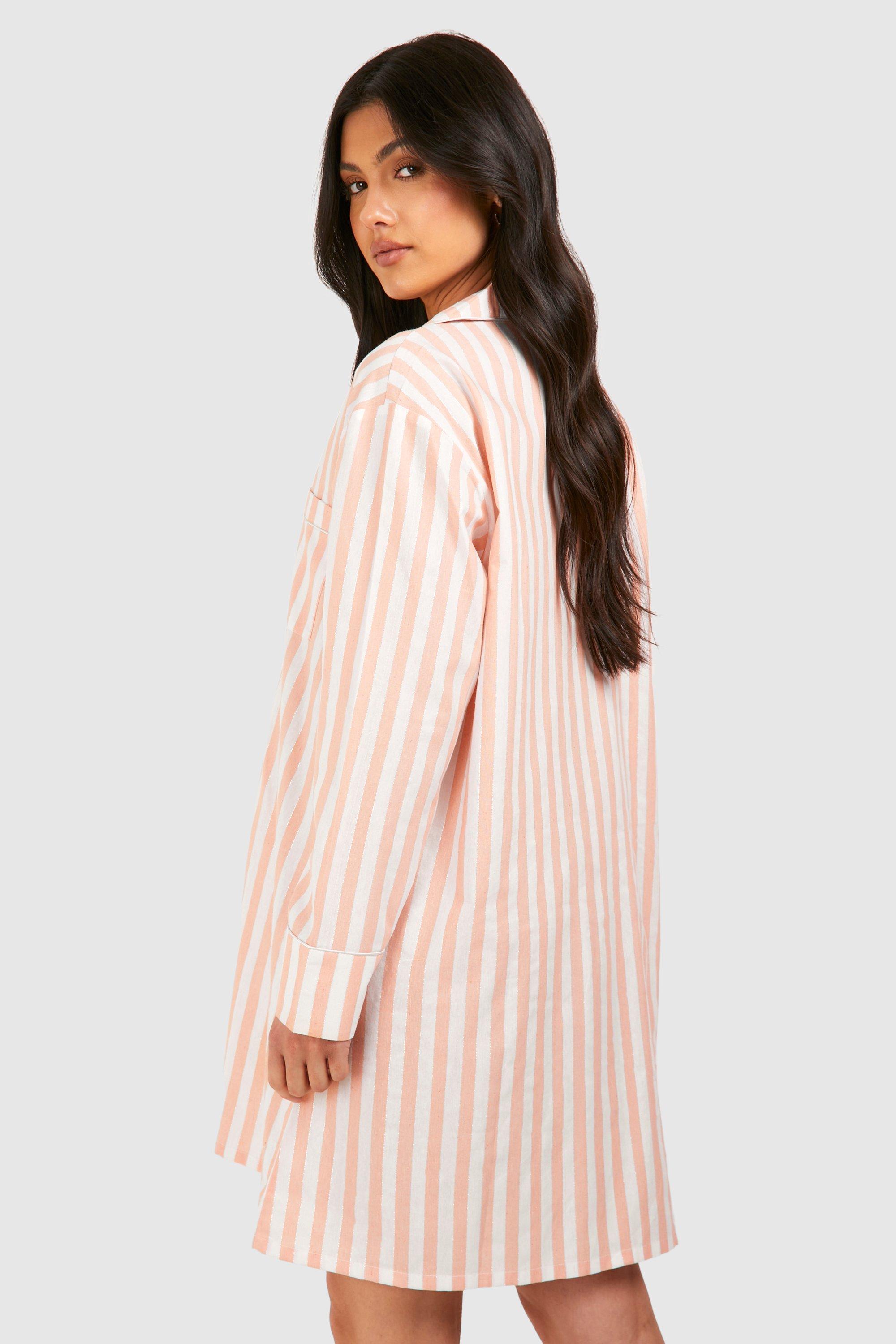 Maternity Cotton Stripe Button Down Night Shirt boohoo